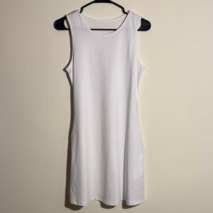 Sleeveless White Dress with Pockets